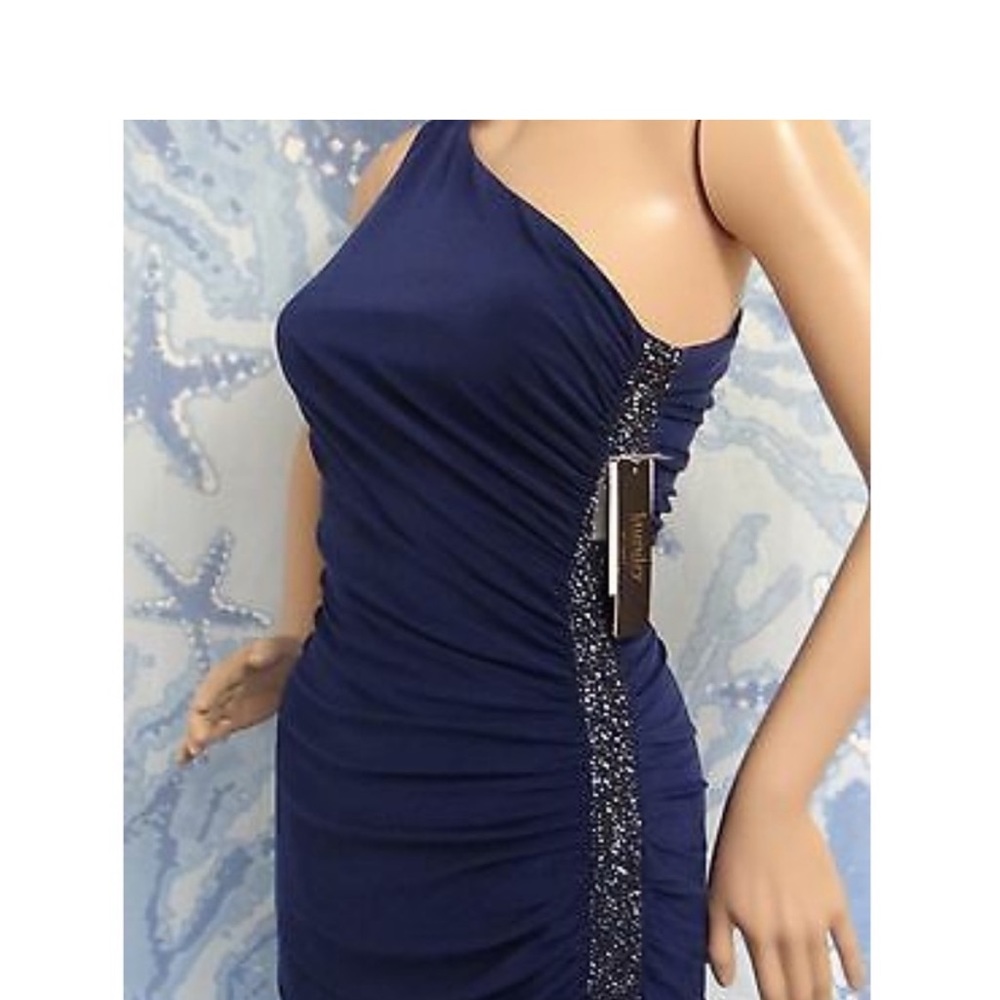 Laundry by Shelli Siegel Navy beaded one shoulder dress size 4 PROM!